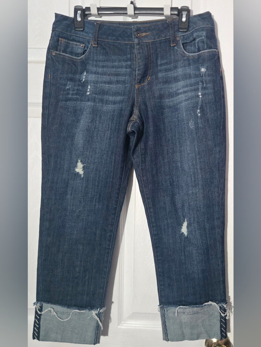Apt. 9 Dark Blue Distressed Cropped Jeans